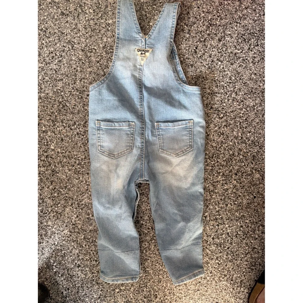 OshKosh Bgosh Baby Girls Denim Overalls Light Wash Floral Trim 18M OSH89379-SSI